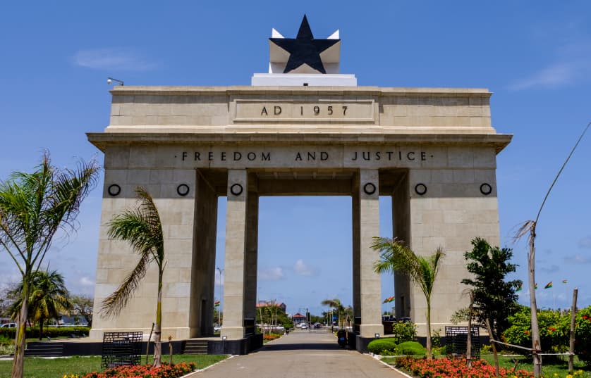 Black star monument in independence square in Accra, Ghana