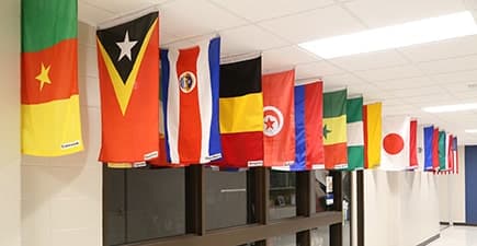 Flags at Global Education office at FVTC